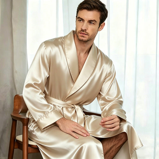 Men's Heavy Weight 30MM 100% Mulberry Silk Dressing Gown