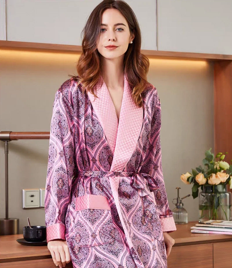 Women's 100% Mulberry Silk Robe for Winter & Fall
