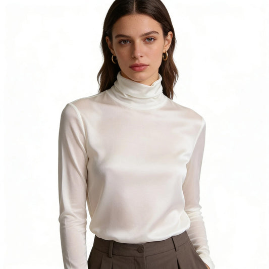 Women's 100% Mulberry Silk Turtleneck Top